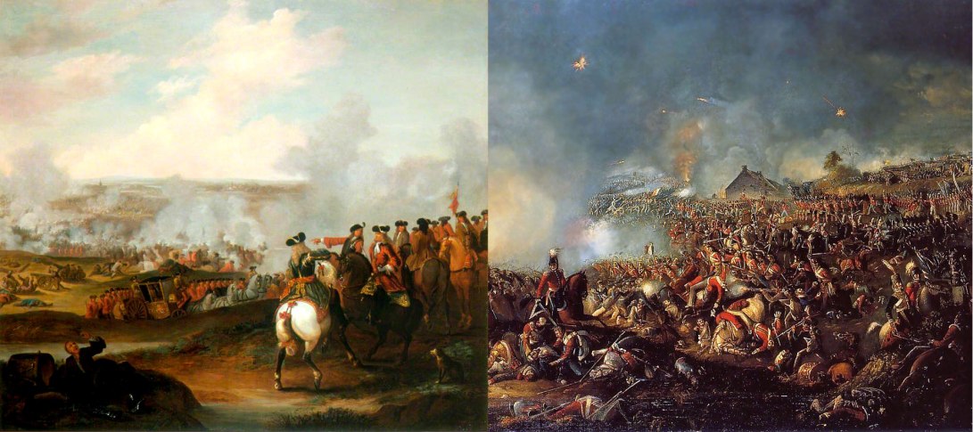 Left: Battle of Blenheim, 1704 Right: Battle of Waterloo, 1815