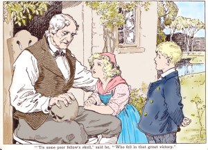 Mawkish Edwardian illustration of Southey's poem 'After Blenheim' from the Children's Encylopaedia.